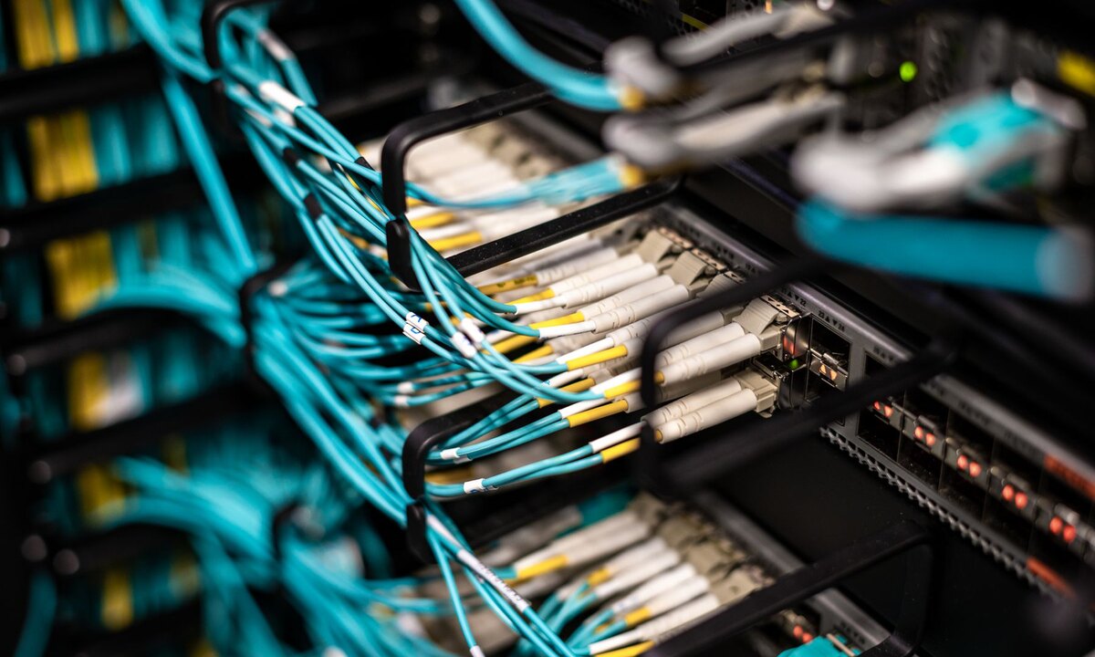 High-speed fibre connections installed in data-centre network equipment