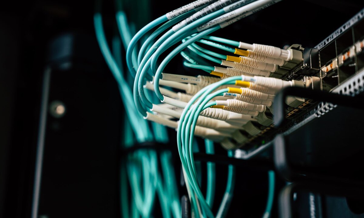 Fibre-optic network cables carrying data between connected infrastructure